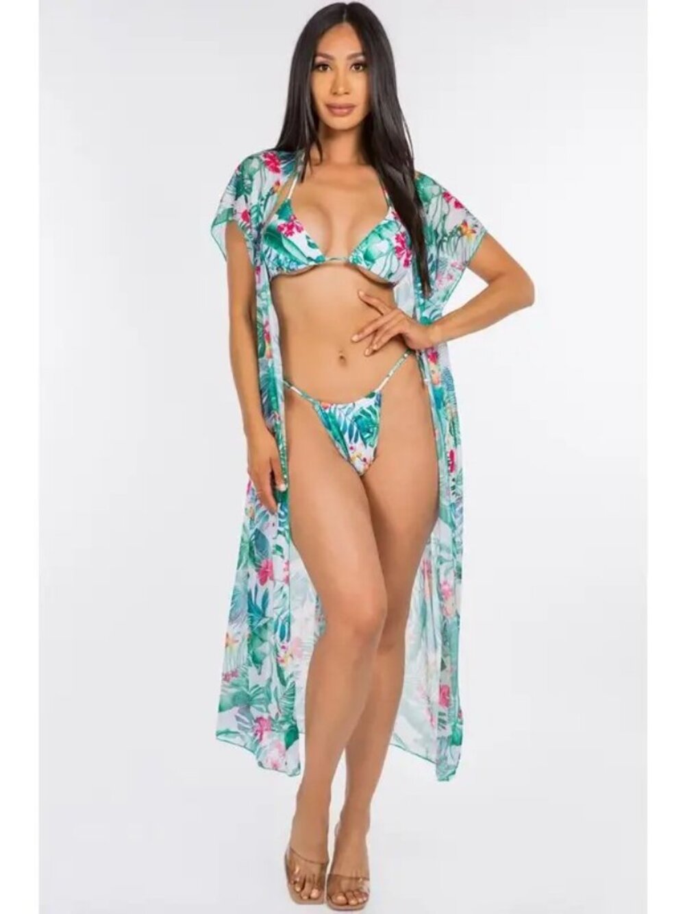 Annie's Exclusives Tropical Green 3-Piece Bikini & Wrap Set